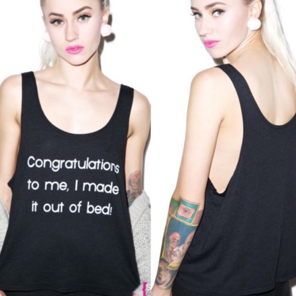 ☀️2/$20 Wildfox Foxercise I Made It Tank in Clean Black
